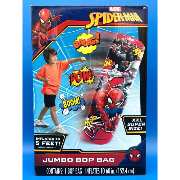 Marvel Spider-Man Bop Inflatable Punching Bag Includes Repair Kit Size 60" XXL - Picture 1 of 4